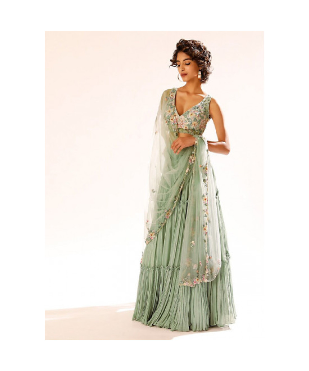 Sea Green Modern Lehenga Choli