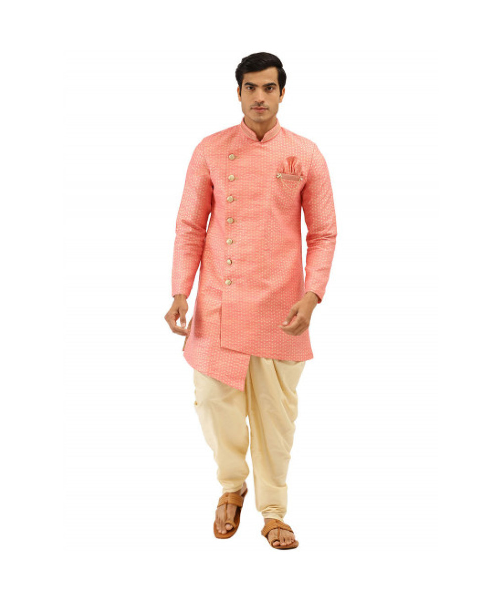 Stylish-Cut Pink Kurta Set for Men